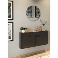 Lomadox - Garderobe Flurgarderobe schmal in grau mit Eiche ABERDEEN-01 modern 2-teilig mit Schuhschrank und Spiegel von LOMADOX