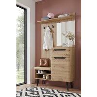 Garderobe TIROL-61 in Eiche Artisan Nb. mit Spiegel und Sitzbank, b/h/t ca. 110/200/34 cm Garderobe TIROL-61 in Eiche Artisan Nb. mit Spiegel und Sitzbank, b/h/t ca. 110/200/34 cm von LOMADOX