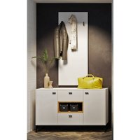 Garderobe mit Kommode und Hakenpaneel in weiß mit Artisan Eiche Nb. OSTUNI-132 von LOMADOX