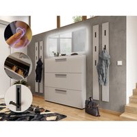 Lomadox - Garderoben Komplett-Set in Kashmir-beige UTRERA-01 mit 140cm LED-Spiegel, Schuhschrank, 4 Paneele, b/h/t 260/200/19 cm von LOMADOX