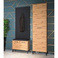 Garderoben-Set 3-teilig mit Garderobenbank und Garderobenschrank, braun, Artisan Eiche Nb., Modern, NASSAU-131 von LOMADOX