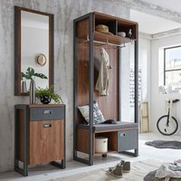 Lomadox - Garderoben Set Industrial Stil mit Sitzbank DALLAS-61 Stirling Oak Nb. mit Matera Anthrazit b/h/t ca. 154x202x35-45cm von LOMADOX