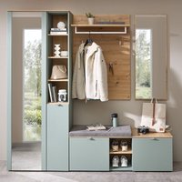 Lomadox - Garderoben Set mit Garderobenschrank grün matt mit Eiche BLISS-36, 4-teilig von LOMADOX