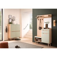 Garderoben-Set mit Garderobenschrank & Highboard in Grün Matt mit Eiche im Skandinavischem-Stil, 2-teilig - STOCKTON-61 Garderoben-Set mit Garderobenschrank & Highboard in Grün Matt mit Eiche im Skandinavischem-Stil, 2-teilig - STOCKTON-61 von LOMADOX