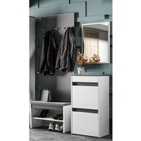 Garderoben Set mit Sitzbank in Schneekiefer Nb. mit anthrazit HORSENS-131, b/h/t ca. 135/197/34 cm Garderoben Set mit Sitzbank in Schneekiefer Nb. mit anthrazit HORSENS-131, b/h/t ca. 135/197/34 cm von LOMADOX