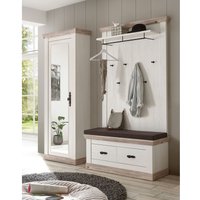 Garderoben Set mit Sitzkissen FERNA-61 in Pinie Weiß Nb. mit Absetzungen in Pinie dunkel Nb., b/h/t: ca. 190/201/45 cm Garderoben Set mit Sitzkissen FERNA-61 in Pinie Weiß Nb. mit Absetzungen in Pinie dunkel Nb., b/h/t: ca. 190/201/45 cm von LOMADOX