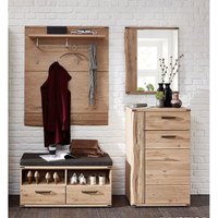 Garderoben Set mit Spiegel und Sitzbank in Eiche teilmassiv BESKO-55 Garderoben Set mit Spiegel und Sitzbank in Eiche teilmassiv BESKO-55 von LOMADOX