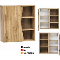 Lomadox - Hängeschrank mit Regal 60 cm breit KAHLA-03 in Wotan Eiche Nb., b/h/t: ca. 60/64/20 cm von LOMADOX