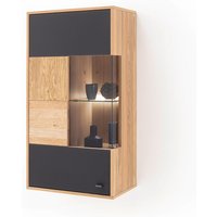 Hängevitrine in Eiche Bianco, teilmassiv, VALPARAISO-05, b/h/t ca. 64/119/37 cm von LOMADOX