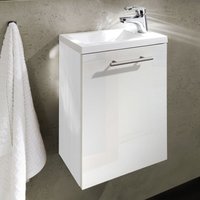 Lomadox - Handwaschplatz Waschtisch mit Waschbecken CALGARY-02 Hochglanz weiß b x h x t: ca. 40 x 50,5 x 22 cm von LOMADOX