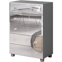 Highboard Kommode mit Spiegel Fronten BUCCERI-83 weiß, mit 5 Schubkästen, b/h/t: ca. 72/106/45 cm - grau von LOMADOX