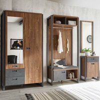 Industrial-Design Flur Garderoben Set mit Dielenschrank DALLAS-61 in Stirling Oak Nb mit Matera Anthrazit b x h x t ca.: 283 x 202 x 45 cm von LOMADOX