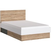 Jugendbett 120cm in Eiche Nb. mit weiß und grau TOMAR-129, b/h/t ca. 125,3/95,5/204,9 cm Jugendbett 120cm in Eiche Nb. mit weiß und grau TOMAR-129, b/h/t ca. 125,3/95,5/204,9 cm von LOMADOX