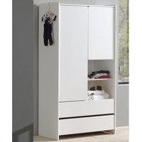 Jugendzimmer Kleiderschrank 2-trg. mit 2 Schubkästen SLIGO-12, Lack weiß b x h x t ca. 90 x 180 x 55cm von LOMADOX