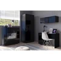 Lomadox - Jugendzimmer Möbel Set in schwarz Hochglanz mit led Beleuchtung CAIRNS-132 von LOMADOX