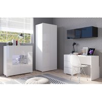 Lomadox - Jugendzimmer Möbel Set in weiß Hochglanz und schwarz Hochglanz mit led Beleuchtung CAIRNS-132 Lomadox - Jugendzimmer Möbel Set in weiß Hochglanz und schwarz Hochglanz mit led Beleuchtung CAIRNS-132 von LOMADOX