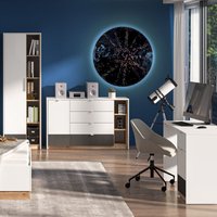 Jugendzimmer Set 3-teilig TIMARU-131 mit Schreibtisch in weiß mit Eiche und graphit von LOMADOX