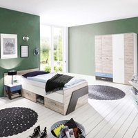 Kinderzimmer Set Komplett Sandeiche Nb. mit weiß, Lava 3-teilig LEEDS-10 und Denim Blau Kinderzimmer Set Komplett Sandeiche Nb. mit weiß, Lava 3-teilig LEEDS-10 und Denim Blau von LOMADOX