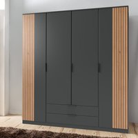 Kleiderschrank 180cm, graphit mit Eiche, LAZISE-43 von LOMADOX