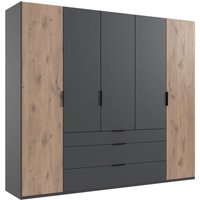 Kleiderschrank 250 cm breit modern in grau mit Eiche BIELLA-43 von LOMADOX