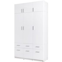 Kleiderschrank 3-türig mit Aufsatzschrank, 136cm breit, weiß Glanz, SELAWIK-166 Kleiderschrank 3-türig mit Aufsatzschrank, 136cm breit, weiß Glanz, SELAWIK-166 von LOMADOX