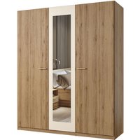 Kleiderschrank 3-türig mit Spiegel in Eiche mit beige VARESE-83 von LOMADOX