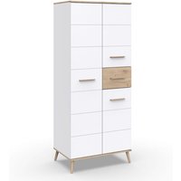 Kleiderschrank Babyzimmer 84cm weiß mit Eiche skandinavisches Design FELIN-43 von LOMADOX