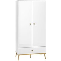 Kleiderschrank Garderobenschrank weiß Hochglanz mit 1 Kleiderstange GUBIN-131 Griffe und Füße goldfarben, b/h/t: ca. 92/190/53 cm Kleiderschrank Garderobenschrank weiß Hochglanz mit 1 Kleiderstange GUBIN-131 Griffe und Füße goldfarben, b/h/t: ca. 92/190/53 cm von LOMADOX
