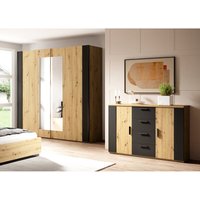 Kleiderschrank mit Kommode SOLMS-83 in Artisan Eiche Nb. mit schwarz Kleiderschrank mit Kommode SOLMS-83 in Artisan Eiche Nb. mit schwarz von LOMADOX