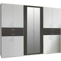 Kleiderschrank mit Spiegel, 270 cm breit modern in weiß mit graphit TREVISO-43 Kleiderschrank mit Spiegel, 270 cm breit modern in weiß mit graphit TREVISO-43 von LOMADOX