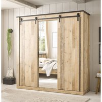 Kleiderschrank mit Spiegel SHELTON-61 in Old Style hell mit anthrazit von LOMADOX