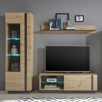 Kleine TV-Wohnwand mit LED-Beleuchtung CARDIFF-61 in Eiche Artisan Nb. mit Absetzungen in Graphit grau, B/H/T: ca. 208/194/40 cm Kleine TV-Wohnwand mit LED-Beleuchtung CARDIFF-61 in Eiche Artisan Nb. mit Absetzungen in Graphit grau, B/H/T: ca. 208/194/40 cm von LOMADOX