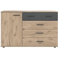 Kommode 130 cm, 5 Schubladen BRADFORD-43 Eiche mit graphit von LOMADOX