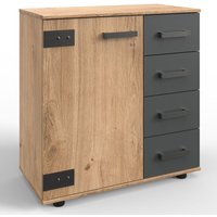 Kommode 81 cm Industrial Stil Eiche mit graphit SUNDERLAND-43 von LOMADOX