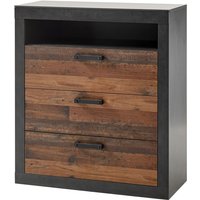 Kommode Industrial Look BERLIN-S-61 in Matera anthrazit/grau mit Old Mix Dekor, BxHxT ca. 92x104x40 cm von LOMADOX