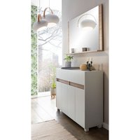 Kommode inkl. Spiegel Eingangsbereich CORATO-80 in weiß mit Blende in Wildeiche Nb., b/h/t: ca. 112,2/180/33 cm Kommode inkl. Spiegel Eingangsbereich CORATO-80 in weiß mit Blende in Wildeiche Nb., b/h/t: ca. 112,2/180/33 cm von LOMADOX