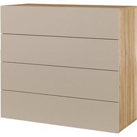 Kommode mit 4 Schubkästen in Eiche mit beige ISPARTA-83 von LOMADOX