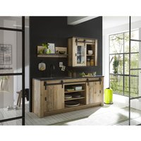 Küchen Set inkl. Spültisch, Hängeschrank und Regal SHELTON-61 in Old Style hell Nb. mit anthrazit von LOMADOX