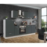 Lomadox - Küchezeile mit E-Geräten White Graphit 270cm LIVERPOOL-87 inklusive Geschirrspüler - grau von LOMADOX