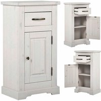 Lomadox - Landhaus Badezimmer Unterschrank Massivholz LIRIA-56, Massivholz weiß gebleicht, b x h x t ca. 45 x 85 x 30cm von LOMADOX