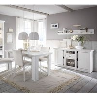 Landhaus Esszimmer-Set WINGST-61 in Pinie weiß Nb. mit Sideboard (ohne Stühle) Stellmaß Sideboard ca. 83 cm von LOMADOX
