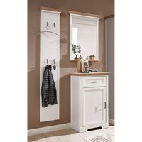 Landhaus Flur-Garderoben Set JÜLICH-36 in Pinie weiß mit Artisan Eiche, b/h/t: ca. 120/204/41 cm von LOMADOX