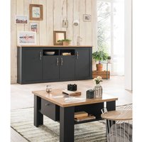 Landhaus Stil Sideboard mit Couchtisch CESENA-61 in anthrazit mit Wotan Eiche Nb. Landhaus Stil Sideboard mit Couchtisch CESENA-61 in anthrazit mit Wotan Eiche Nb. von LOMADOX