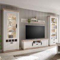 Landhaus Wohnwand FERNA-61 in Oslo Pinie dunkel und Pinie weiß mit Regal und Vitrine b/h/t ca. 320x201x44cm Landhaus Wohnwand FERNA-61 in Oslo Pinie dunkel und Pinie weiß mit Regal und Vitrine b/h/t ca. 320x201x44cm von LOMADOX