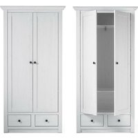 2-türiger Garderobenschrank WINGST-61 im Landhaus Stil Dekor Pinie weiß Nb. b/h/t ca. 105x206x45cm von LOMADOX