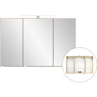 Lomadox - 3D-Spiegelschrank 100 cm breit VIDAGO-03 in Wotan Eiche Nb. mit led Beleuchtung, b/h/t: ca. 100/64/20 cm von LOMADOX