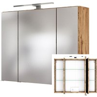 Lomadox - 3D Spiegelschrank 80 cm in Wotaneiche Nb. LAURIA-03 inkl. led Beleuchtung, BxHxT: ca. 80x64x20 cm von LOMADOX