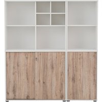 Lomadox - Aktenschrank Regal Kombination Büro BRAGA-80 in weiß mit Wildeiche Nb., b/h/t: ca. 151,1/167,2/41 cm Lomadox - Aktenschrank Regal Kombination Büro BRAGA-80 in weiß mit Wildeiche Nb., b/h/t: ca. 151,1/167,2/41 cm von LOMADOX