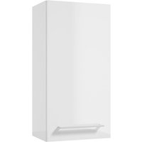 Lomadox - Badezimmer Hängeschrank mit Metallgriff in weiß, 22cm tief, in weiß Hochglanz MESSINA-107, b/h/t: ca. 30/60/22 cm von LOMADOX
