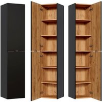 Lomadox - Badezimmer Hochschrank TOSKANA-BLACK-56 in seidenmatt anthrazit b/h/t ca. 35/170/33cm von LOMADOX